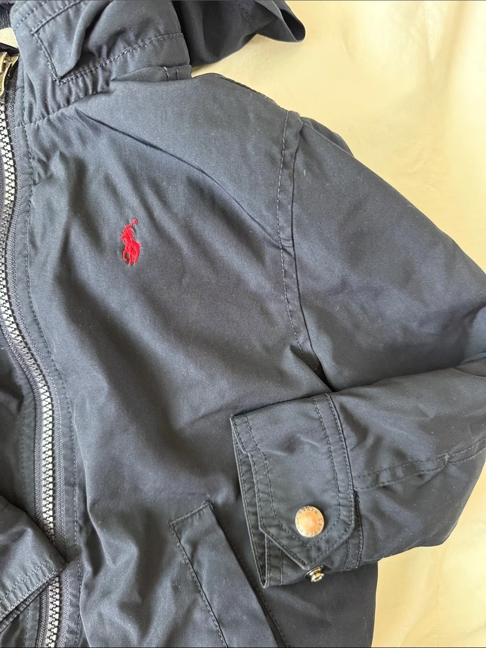 Toddler Boy Ralph Lauren Navy Hooded Jacket Size 3T *flaw*
